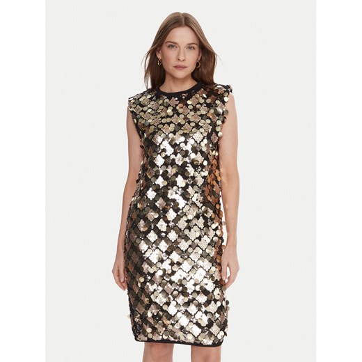 LOLA CASADEMUNT Sukienka koktajlowa LF2516016 Srebrny Regular Fit ze sklepu MODIVO w kategorii Sukienki - zdjęcie 186125076