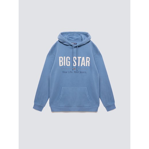 Bluza męska z kapturem z logo BIG STAR niebieska Ashlyno 402 ze sklepu Big Star w kategorii Bluzy męskie - zdjęcie 186125918