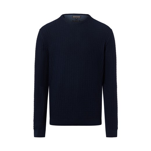 Finshley & Harding Sweter z zawartością kaszmiru Mężczyźni Bawełna granatowy wypukły wzór tkaniny ze sklepu vangraaf w kategorii Swetry męskie - zdjęcie 186126078