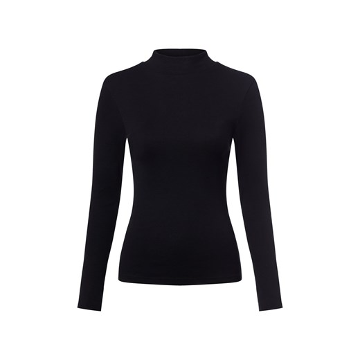 Marie Lund Damska koszulka z długim rękawem Kobiety Bawełna czarny jednolity ze sklepu vangraaf w kategorii Bluzki damskie - zdjęcie 186126107