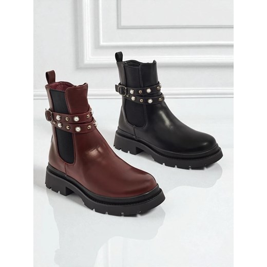 Wyższe botki damskie eko skórzane Pearl Mist Royalfashion.pl 40 promocyjna cena royalfashion.pl