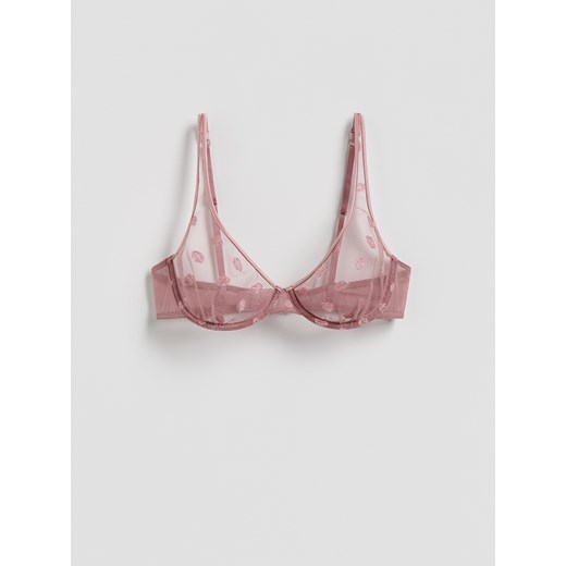 Reserved - Miękki biustonosz z fiszbinami - brudny róż Reserved 80C okazja Reserved