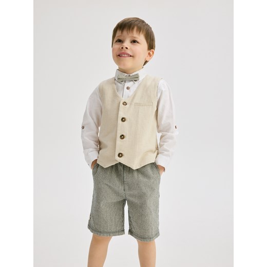 Reserved - Elegancki zestaw z muszką - beżowy Reserved 98 (2-3 lata) wyprzedaż Reserved