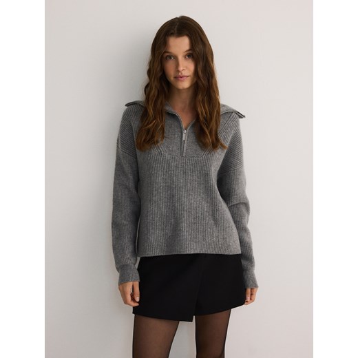 Reserved - Sweter z rozpinanym golfem - szary Reserved XL Reserved okazja