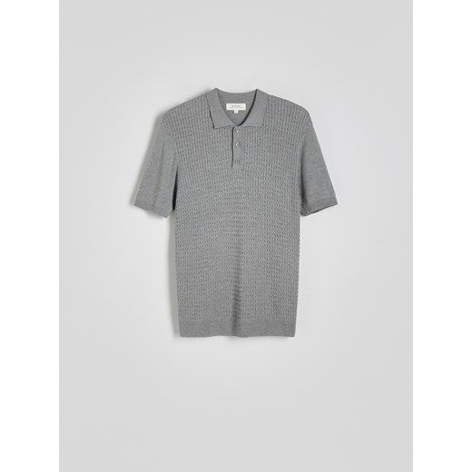 Reserved - Polo regular fit z wiskozą - szary ze sklepu Reserved w kategorii T-shirty męskie - zdjęcie 186127985