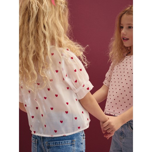 Reserved - Wzorzysta bluzka z bufkami - złamana biel ze sklepu Reserved w kategorii Bluzki dziewczęce - zdjęcie 186127987