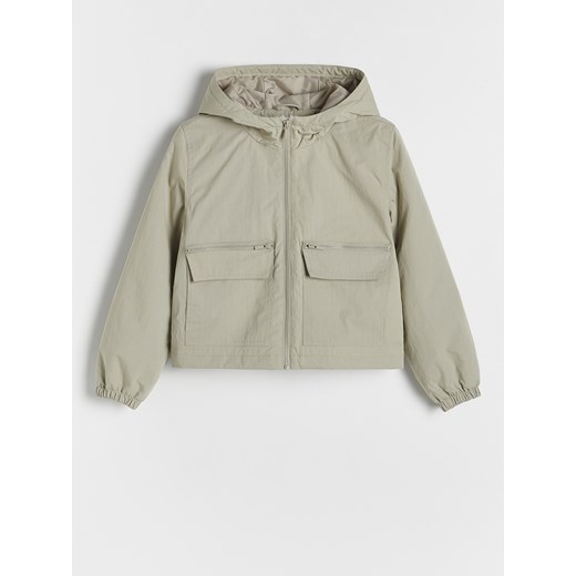 Reserved - Kurtka z kapturem z kieszeniami cargo - beżowy ze sklepu Reserved w kategorii Kurtki dziewczęce - zdjęcie 186128139