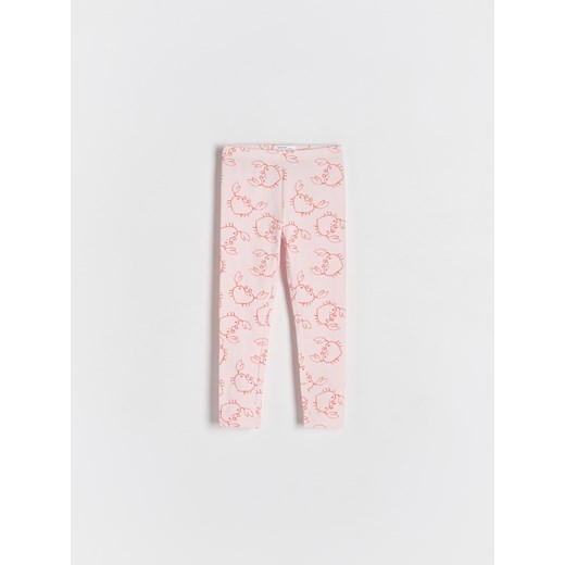 Reserved - Wzorzyste legginsy - pastelowy róż Reserved 80 (9-12 m.) okazyjna cena Reserved