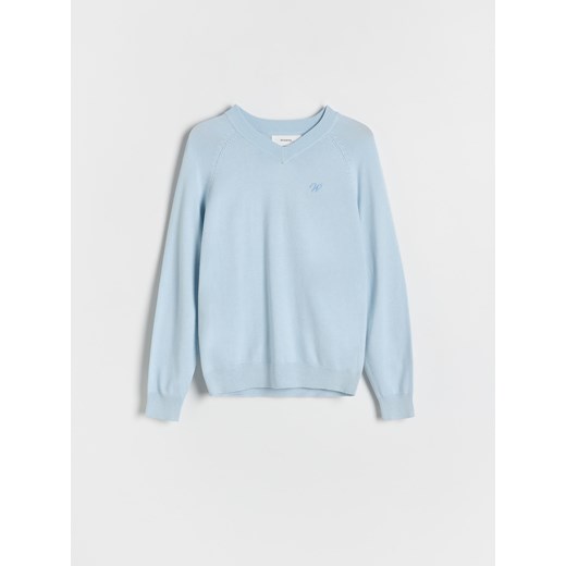 Reserved - Gładki sweter z wiskozą - jasnoniebieski ze sklepu Reserved w kategorii Swetry chłopięce - zdjęcie 186128555