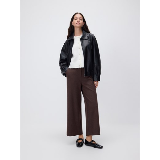 Reserved - Spodnie culotte z paskiem - ciemnobrązowy ze sklepu Reserved w kategorii Spodnie damskie - zdjęcie 186128625