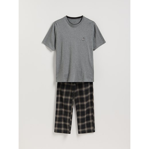 Reserved - Dwuczęściowa piżama z haftem - ciemnoszary ze sklepu Reserved w kategorii Piżamy męskie - zdjęcie 186128705