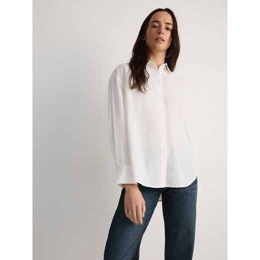 Reserved - Koszula oversize z bawełny - złamana biel ze sklepu Reserved w kategorii Koszule damskie - zdjęcie 186128828