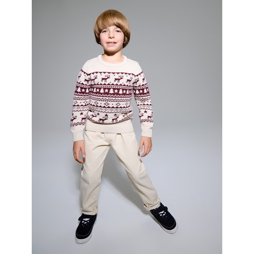 Sinsay - Bawełniany sweter z motywem świątecznym - kremowy Sinsay 134 (8-9 l) Sinsay