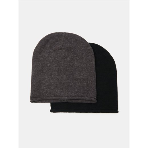 Sinsay - Czapka beanie basic z wiskozą 2 pack - szary Sinsay One Size Sinsay