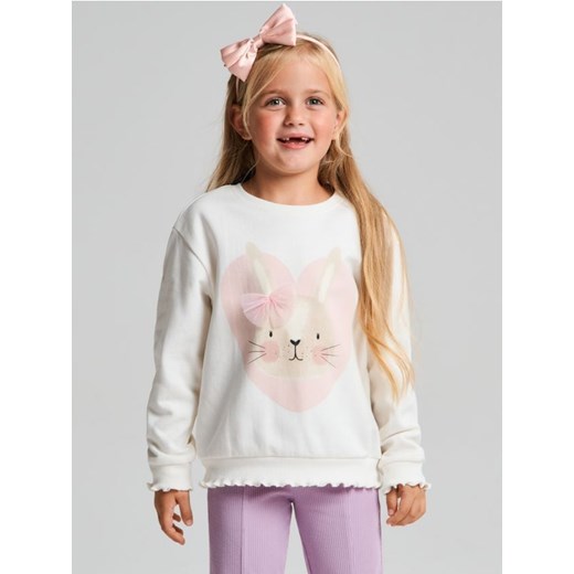 Sinsay - Bluza z nadrukiem i falbanami - kremowy ze sklepu Sinsay w kategorii Bluzy dziewczęce - zdjęcie 186130207