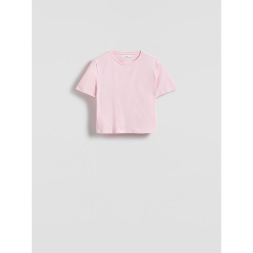 Reserved - Bawełniany crop top - pastelowy róż Reserved M okazja Reserved