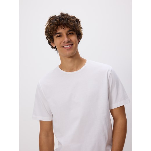 Reserved - Bawełniany t-shirt regular - biały ze sklepu Reserved w kategorii T-shirty męskie - zdjęcie 186131657