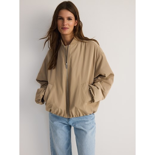 Reserved - Kurtka bomberka oversize - beżowy ze sklepu Reserved w kategorii Kurtki damskie - zdjęcie 186132167