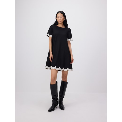 Reserved - Sukienka z kontrastową koronką - czarny Reserved S okazja Reserved
