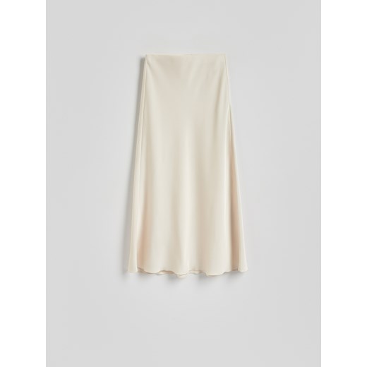 Reserved - Satynowa spódnica midi - biały ze sklepu Reserved w kategorii Spódnice - zdjęcie 186134347