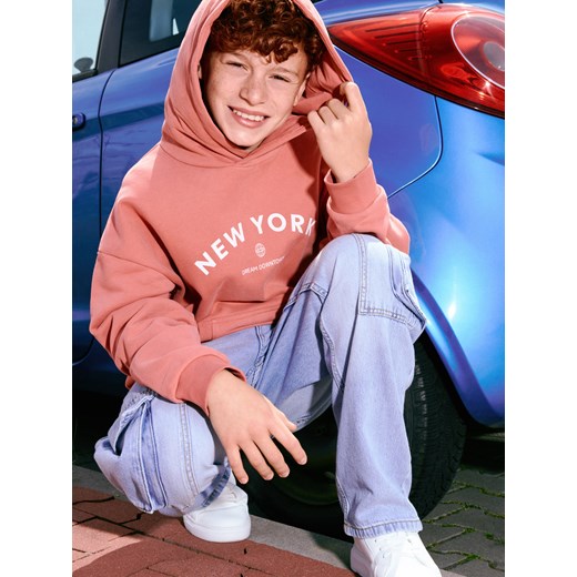 Reserved - Bawełniana bluza oversize - czerwony ze sklepu Reserved w kategorii Bluzy chłopięce - zdjęcie 186135589