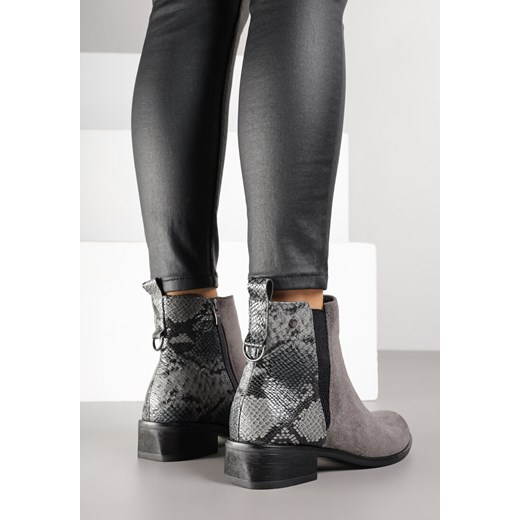 Szare Botki Sztyblety z Elastyczną Wstawką Verithelle 38 born2be.pl