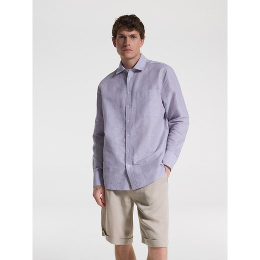 Reserved - Koszula comfort fit z lnem - lawendowy ze sklepu Reserved w kategorii Koszule damskie - zdjęcie 186138429