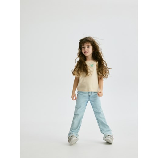 Reserved - Jeansy flare high waist - niebieski Reserved 92 (1 promocja Reserved