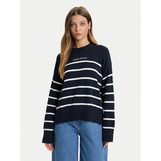 Guess Jeans Sweter W5BR03 Z3HM1 Granatowy Relaxed Fit ze sklepu MODIVO w kategorii Swetry damskie - zdjęcie 186140865
