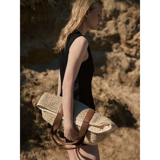 Reserved - Pleciona torebka shopper - kremowy ze sklepu Reserved w kategorii Torby Shopper bag - zdjęcie 186142259