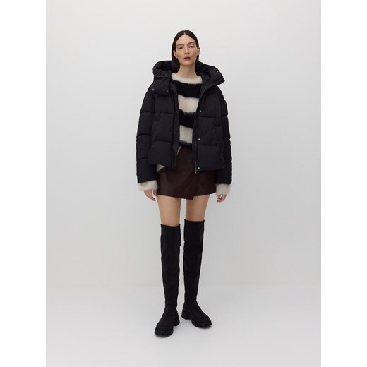 Reserved - Pikowana kurtka z kapturem - czarny Reserved M wyprzedaż Reserved
