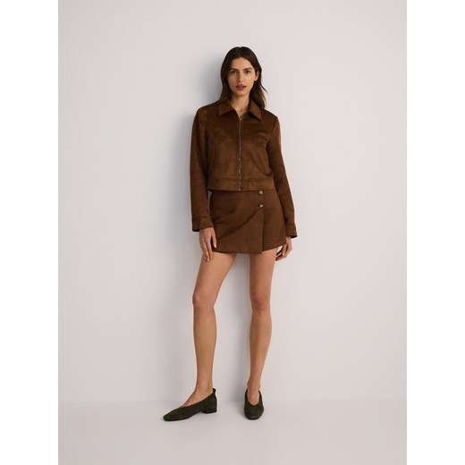 Reserved - Kurtka z imitacji zamszu - brązowy ze sklepu Reserved w kategorii Kurtki damskie - zdjęcie 186142576