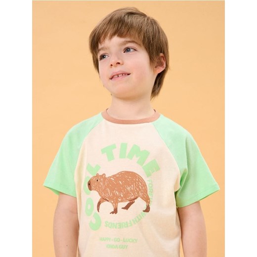 Sinsay - Koszulka z kapibarą - kremowy ze sklepu Sinsay w kategorii T-shirty chłopięce - zdjęcie 186143339