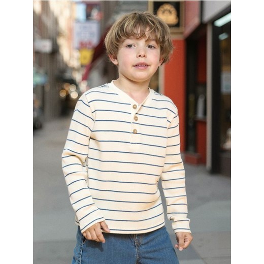 Sinsay - Koszulka z długimi rękawami w paski - biały Sinsay 140 (9-10 l) Sinsay