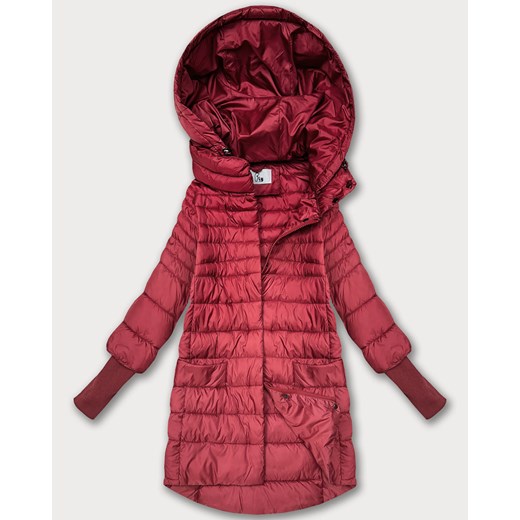 Przejściowa kurtka damska z dzianinowymi ściągaczami koralowa (1828) ze sklepu goodlookin.pl w kategorii Kurtki damskie - zdjęcie 186145739