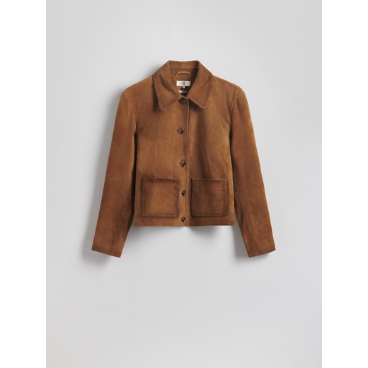 Reserved - Zamszowa kurtka z kieszeniami - kremowy ze sklepu Reserved w kategorii Kurtki damskie - zdjęcie 186145848