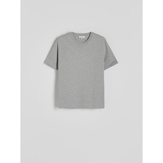 Reserved - Bawełniany t-shirt regular fit - jasnoszary ze sklepu Reserved w kategorii T-shirty męskie - zdjęcie 186146129