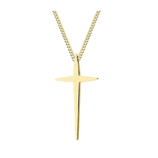 Pozłacany matowy krzyż sztylet naszyjnik stal szlachetna ze sklepu manoki.pl w kategorii Naszyjniki męskie - zdjęcie 186147135