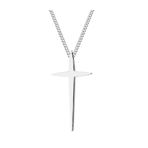 Srebrny błyszczący krzyż sztylet naszyjnik stal szlachetna ze sklepu manoki.pl w kategorii Naszyjniki męskie - zdjęcie 186147139