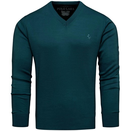 Sweter męski w serek kolor morski Recea ze sklepu Recea.pl w kategorii Swetry męskie - zdjęcie 186147146