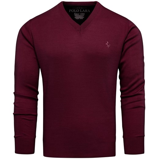 Sweter męski w serek bordowy Recea ze sklepu Recea.pl w kategorii Swetry męskie - zdjęcie 186147147