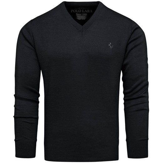 Sweter męski w serek kolor czarny Recea ze sklepu Recea.pl w kategorii Swetry męskie - zdjęcie 186147148