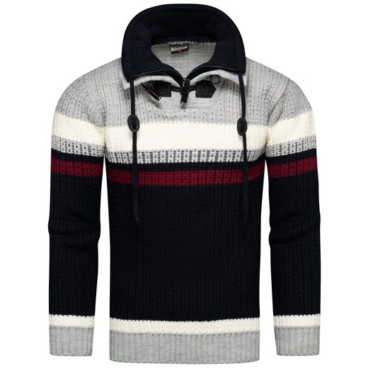 Gruby męski sweter z wywijanym golfem norweski styl Recea ze sklepu Recea.pl w kategorii Swetry męskie - zdjęcie 186147155