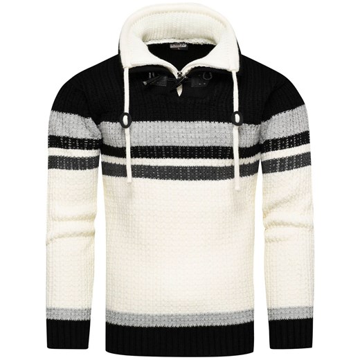 Gruby męski sweter w norweskim stylu z wywijanym kołnierzem Recea ze sklepu Recea.pl w kategorii Swetry męskie - zdjęcie 186147157