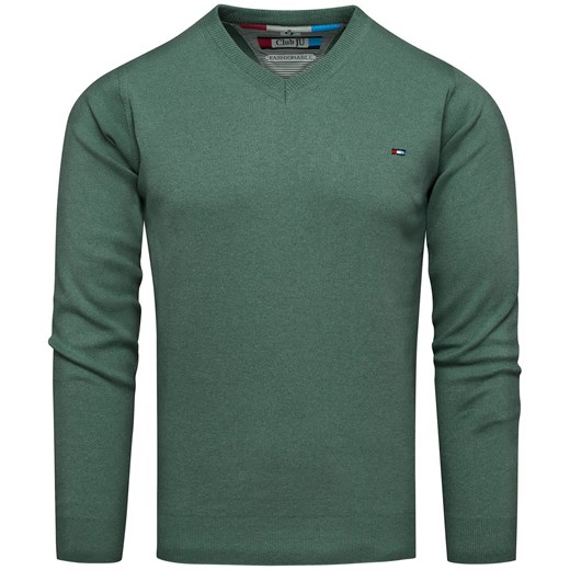 Sweter męski w serek zielony Recea ze sklepu Recea.pl w kategorii Swetry męskie - zdjęcie 186147158