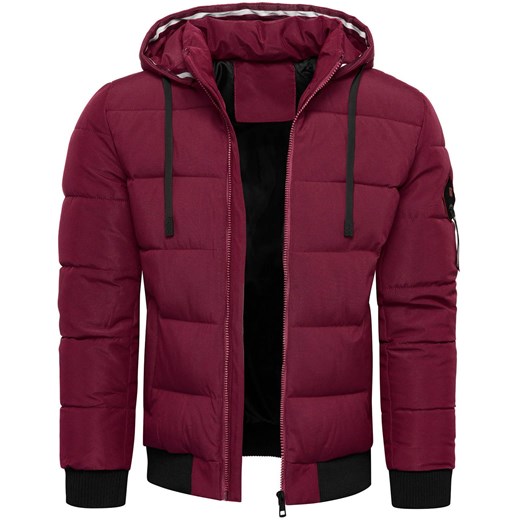 Kurtka męska ocieplana z kapturem bordowa Recea ze sklepu Recea.pl w kategorii Kurtki męskie - zdjęcie 186147167