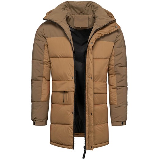Kurtka męska parka ocieplana beżowa z kapturem Recea ze sklepu Recea.pl w kategorii Kurtki męskie - zdjęcie 186147178