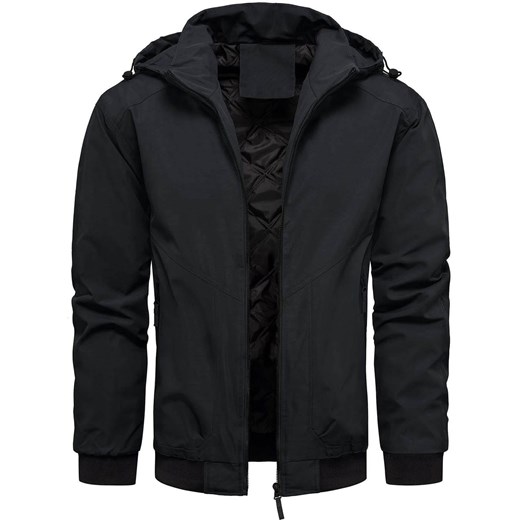Kurtka męska przejściowa z odpinanym kapturem czarna Recea ze sklepu Recea.pl w kategorii Kurtki męskie - zdjęcie 186147179