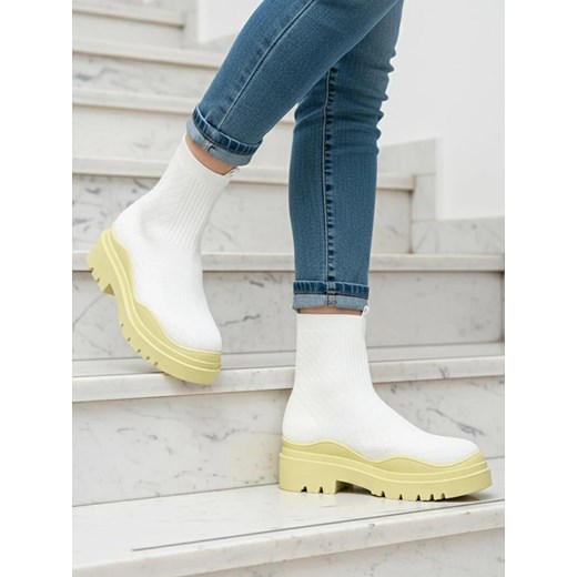 Eleganckie Buty Damskie Limonka w Stylu Vintage ze sklepu royalfashion.pl w kategorii Botki - zdjęcie 186147746