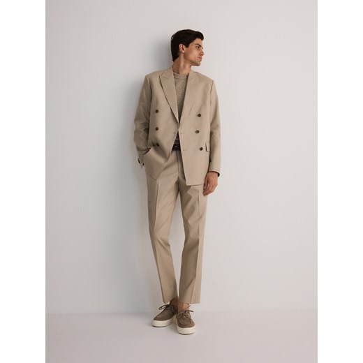 Reserved - Spodnie regular z dodatkiem konopi - beżowy Reserved XL okazyjna cena Reserved